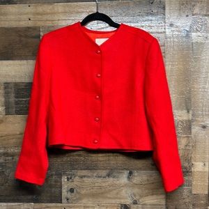 Vintage Pendleton Red Wool Blazer‎ Jacket Cropped Style Women's Size 16